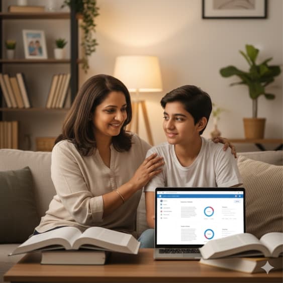 Parent supporting a student